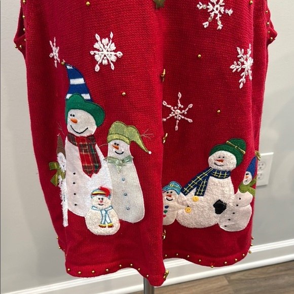 Designers Originals Studio Joy 1X Festive Red Snowman Sweater Vest - Picture 2 of 12